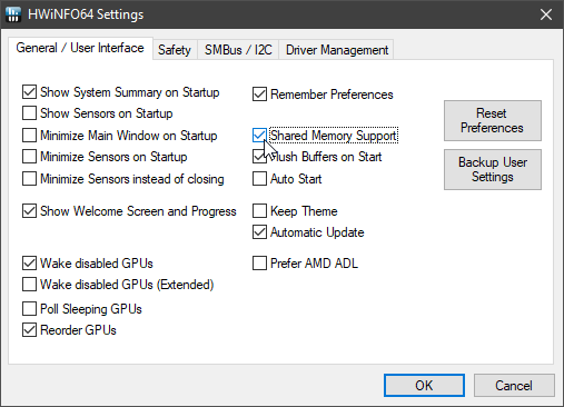 HWiNFO64 Settings alt text